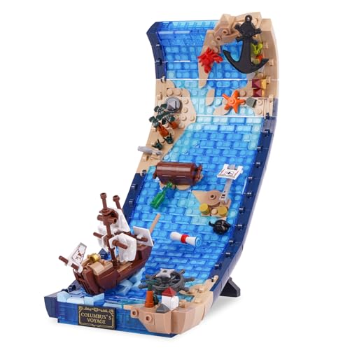 LULUFUN Bauklötze Set, Kreative Kunst Baukasten, 3D Bild Scroll Building Spielzeug, Home Decor Geschenk für Erwachsene und Jugendliche (Kolumbus Segeln) von LULUFUN