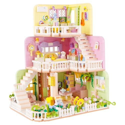 LULUFUN Bauklötze Traumhaus Spielzeug Dreilagiges Villa Freunde Baukasten Bildungsurlaub Ferienhaus Bauklötze Spielzeug von LULUFUN