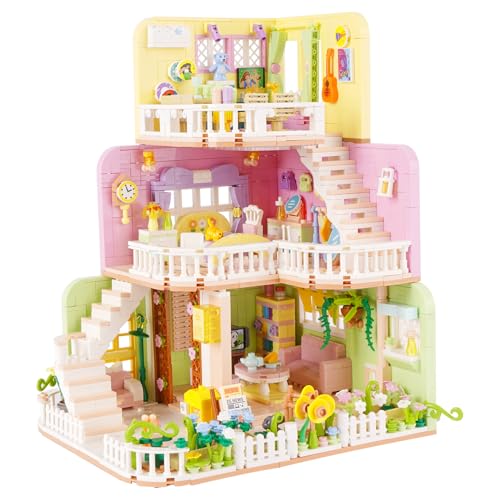 LULUFUN Bauklötze Traumhaus Spielzeug Dreilagiges Villa Freunde Baukasten Bildungsurlaub Ferienhaus Bauklötze Spielzeug (Gartenhaus) von LULUFUN