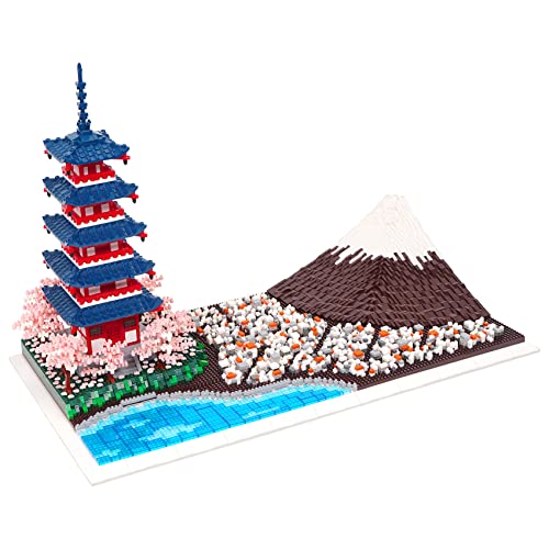 LULUFUN Baustein-Kit 6500 Stücke Japan Berg Fuji und Pagoden-Szene Modell Miniblock,Sammlung Modellsätze,3D-Spielzeuggeschenke für Kinder, Jugendliche und Erwachsene von LULUFUN