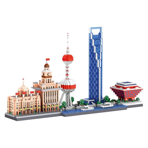LULUFUN Bausteine-Set, Architektur Shanghai Skylines Bauset, Mini-Stein-Set für Erwachsene, Spielzeuggeschenke für Geburtstag, Weihnachten, Neujahr, 3236 Teile von LULUFUN