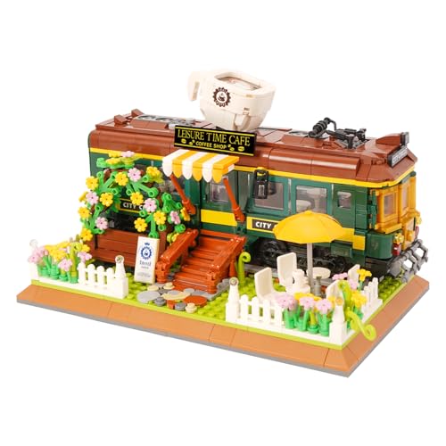 LULUFUN Bausteine-Set, Eisenbahn-Café-Bausteine, Modell-Set, Architektur-Bauset, Geschenk, Spielzeug für Jugendliche und Erwachsene von LULUFUN