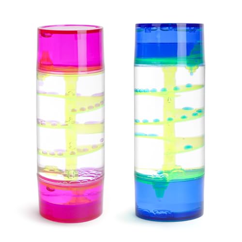 LULUFUN Flüssiger Bewegungs-Timer, sensorisches Spielzeug für visuelle Entspannung, bunte Öl-Sanduhr, ruhiger Stressabbau, Schreibtischspielzeug, Geschenke für Erwachsene und Kinder (lila + blau) von LULUFUN