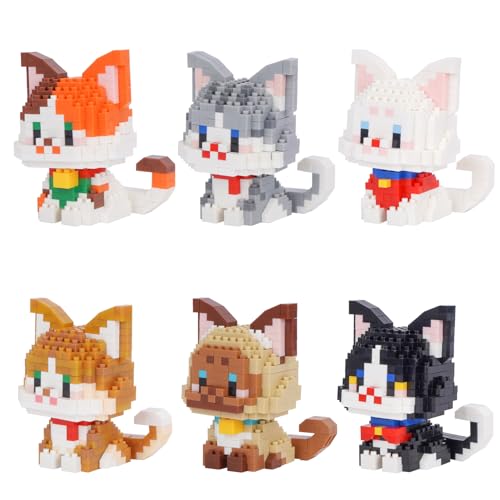 LULUFUN Lovely Cat Building Blocks Set, Mini-Bauspielzeug, Spielzeuggeschenke für Kinder und Erwachsene, DIY-Bastelset für Heimdekoration, Set mit 6 niedlichen Katzenmodellen LULUFUN Lovely Cat Building Blocks Set, Mini-Bauspielzeug, Spielzeuggeschenke für Kinder und Erwachsene, DIY-Bastelset für Heimdekoration, Set mit 6 niedlichen Katzenmodellen von LULUFUN