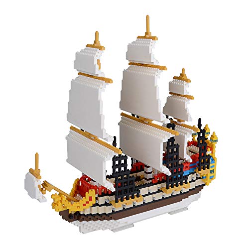 LULUFUN Baustein-Set, Segelboot-Schiffsmodell,DIY Nano Micro Building Blocks Spielzeug, Lernspielzeug, Geschenk für Erwachsene und Kinder (3000 Stück) von LULUFUN