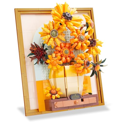 LULUFUN Sonnenblumen Bauklötze Set, Bauklötze Modell Set, Geschenk Spielzeug für Jugendliche und Erwachsene von LULUFUN