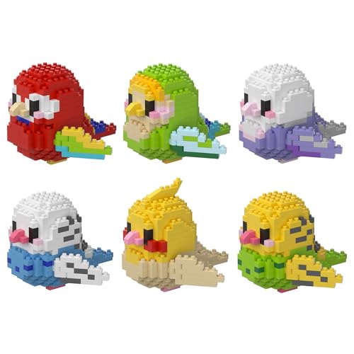 LULUFUN Vogel-Bausteine-Set, Papagei-Mini-Bausteine Lernspielzeug für Geburtstagsfeiern, Dekoration für Zuhause und Büro, Geschenk für Erwachsene und Kinder (Set A mit 6 Stück) von LULUFUN