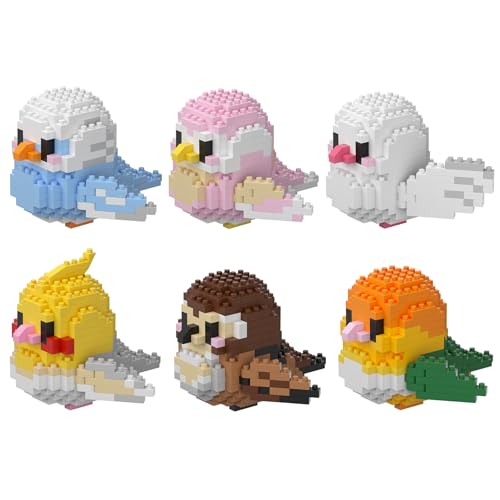 LULUFUN Vogel-Bausteine-Set, Papagei-Mini-Bausteine Lernspielzeug für Geburtstagsfeiern, Dekoration für Zuhause und Büro, Geschenk für Erwachsene und Kinder (Set B mit 6 Stück) von LULUFUN