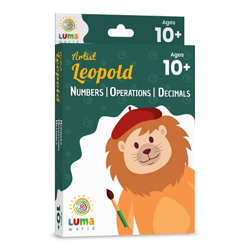 Luma World Artist Leopold 50 Zauberglas-Bildungskarten zum Anzeigen von versteckten Antworten ab 10 Jahren zum Lernen von Zahlen, Dezimalzahlen und ganzen 5 von LUMA WORLD ADD LIFE TO LEARNING