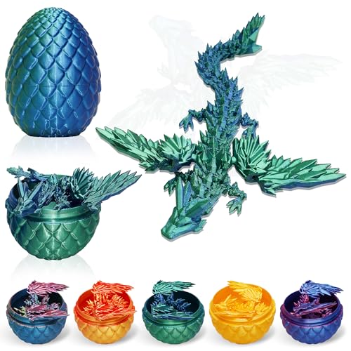 LUMIN TUTU 3D Drache mit Flügeln im Ei, 3D Gedrucktes Drachenei, Realistisches Drachen Ei Spielzeug, Kristalleier für Kinder und Erwachsene, Ideales Geburtstags- und Ostergeschenk (Blaugrün) von LUMIN TUTU