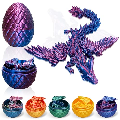 LUMIN TUTU 3D Drache mit Flügeln im Ei, 3D Gedrucktes Drachenei, Realistisches Drachen Ei Spielzeug, Kristalleier für Kinder und Erwachsene, Ideales Geburtstags- und Ostergeschenk (Lilaverlauf) von LUMIN TUTU