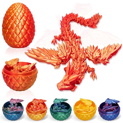 LUMIN TUTU 3D Drache mit Flügeln im Ei, 3D Gedrucktes Drachenei, Realistisches Drachen Ei Spielzeug, Kristalleier für Kinder und Erwachsene, Ideales Geburtstags- und Ostergeschenk (Rotgold) von LUMIN TUTU