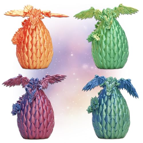 LUMIN TUTU 4er Set Drachenei mit Drache, 3D Drachen im Ei mit Flügeln, Geheimnisvolle Drachen Spielzeug, Dracheneier für Sammler, Geburtstag & Deko von LUMIN TUTU