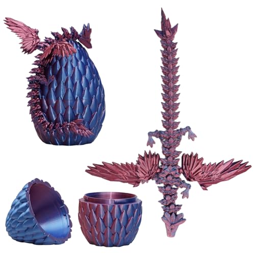 LUMIN TUTU Drachenei mit Drache, 3D Drachen im Ei mit Flügeln, Geheimnisvolle Drachen Spielzeug, 13cm Dracheneier für Sammler, Geburtstag & Deko(Lila) von LUMIN TUTU