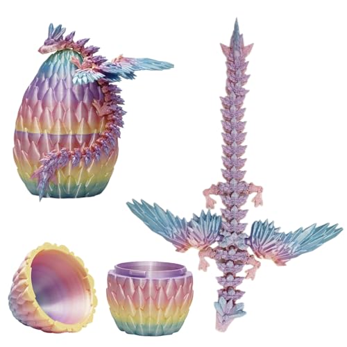 LUMIN TUTU Drachenei mit Drache, 3D Drachen im Ei mit Flügeln, Geheimnisvolle Drachen Spielzeug, 13cm Dracheneier für Sammler, Geburtstag & Deko(Mehrfarbig) von LUMIN TUTU