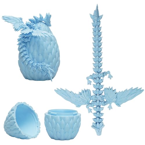 LUMIN TUTU Drachenei mit Drache, 3D Drachen im Ei mit Flügeln, Geheimnisvolle Drachen Spielzeug, 15cm Dracheneier für Sammler, Geburtstag & Deko(Blau) von LUMIN TUTU