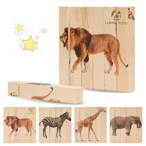 LUMIN TUTU Holzpuzzle ab 1 Jahre – 4-in-1 Safari-Tier Montessori Spielzeug, Motorikspielzeug & Holzspielzeug für Kleinkinder, Würfelpuzzle, Geschenk für 1 2 3 jährige Jungen & Mädchen LUMIN TUTU Holzpuzzle ab 1 Jahre – 4-in-1 Safari-Tier Montessori Spielzeug, Motorikspielzeug & Holzspielzeug für Kleinkinder, Würfelpuzzle, Geschenk für 1 2 3 jährige Jungen & Mädchen von LUMIN TUTU