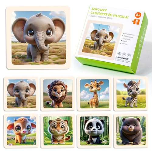 LUMIN TUTU Kinderpuzzle 8 Stück,Puzzle Kinder & Puzzle ab 3,Spielzeug ab 2 Jahre Lernspielzeug|Puzzle 6 Teile Geeignet für Jungen und Mädchen ab 2 3 4 5 Jahren(Wildtiere) von LUMIN TUTU