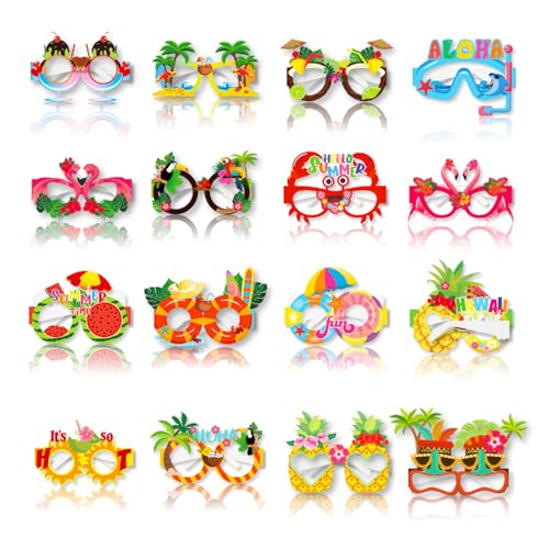 LUMOOM 16 Stück Hawaiian Lustige Party Brillen, Hawaii Tropisch Papier Partybrillen, Foto Booth Props, Tropisch Papier Partybrillen, Maske für Kinder Erwachsene, Sommer Party Zubehör LUMOOM 16 Stück Hawaiian Lustige Party Brillen, Hawaii Tropisch Papier Partybrillen, Foto Booth Props, Tropisch Papier Partybrillen, Maske für Kinder Erwachsene, Sommer Party Zubehör von LUMOOM