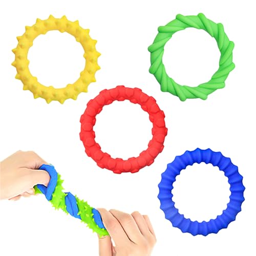 LUMOOM 4 Stück Fidegt Toys Sensorischen Armbänder, Dehnbare Fidget Armband, Anti Stress Armband, Sensory Anti Stress Spielzeug, für Kinder Jungen Mädchen Stressabbau, Autismus Und ADHS von LUMOOM