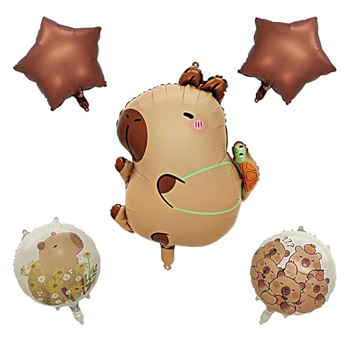 LUMOOM 5 Stück Capybara Party Ballons, Kapibara Luftballons Geburtstag, Exquisite Nette Cartoon Animal Balloon Set für Geburtstagsfeier, Kinderparty und Jubiläen (Schildkröte) von LUMOOM