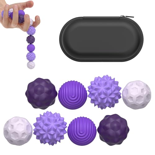 LUMOOM 8 Stück Magnetische Fidget Toys, Anti-Stress Spielzeug aus Silikon, Magnetkugeln Stressball Silikon Sensorik Spielzeug, Anziehungskraft Stress Bälle mit Silikonhülle (Lila) von LUMOOM