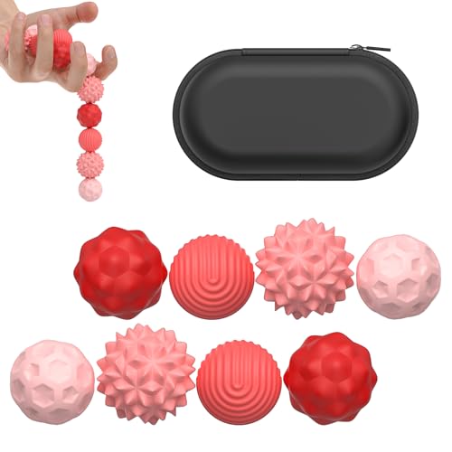 LUMOOM 8 Stück Magnetische Fidget Toys, Anti-Stress Spielzeug aus Silikon, Magnetkugeln Stressball Silikon Sensorik Spielzeug, Anziehungskraft Stress Bälle mit Silikonhülle (Rosa) von LUMOOM