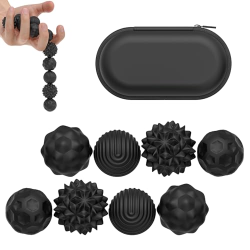 LUMOOM 8 Stück Magnetische Fidget Toys, Anti-Stress Spielzeug aus Silikon, Magnetkugeln Stressball Silikon Sensorik Spielzeug, Anziehungskraft Stress Bälle mit Silikonhülle (Schwarz) von LUMOOM