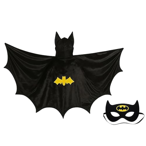 LUMOOM Fledermaus Kostüm Kinder für Halloween & Karneval, Halloween Kostüm Kinder mit Umhang und Augenmaske, Batman costume für Jungen und Mädchen LUMOOM Fledermaus Kostüm Kinder für Halloween & Karneval, Halloween Kostüm Kinder mit Umhang und Augenmaske, Batman costume für Jungen und Mädchen von LUMOOM