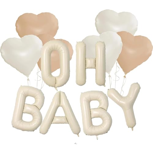 LUMOOM Oh Baby Luftballon, 16 Zoll Buchstaben Ballons mit Herz Ballon, Cremeweiß Folienballon, Luftballons Geburtstag, für Babyparty, Shower, Junge und Mädchen Deko LUMOOM Oh Baby Luftballon, 16 Zoll Buchstaben Ballons mit Herz Ballon, Cremeweiß Folienballon, Luftballons Geburtstag, für Babyparty, Shower, Junge und Mädchen Deko von LUMOOM