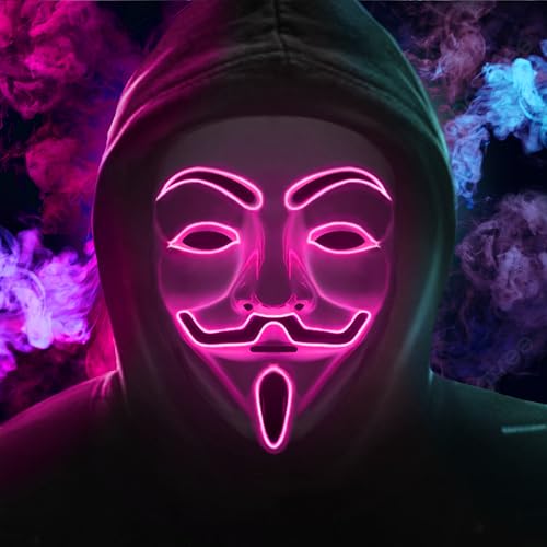 LMS Vendetta Halloween-Maske mit El Draht, LED-Maske für Purge und Halloween-Partys, Maskerade-Maske für Männer, Frauen und Kinder (rosa Farbe) von LUMOUS