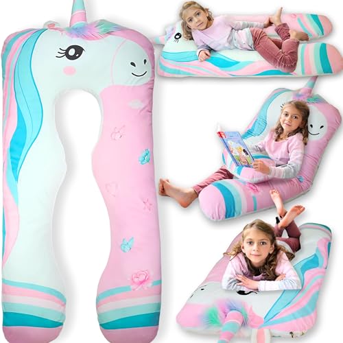 LUNAMIRA Einhorn-Kinder-Körperkissen – 119,4 cm, U-förmiges, langes Plüschtierkissen für Kinder, Schlafen, Lesen, ADHS und besondere Bedürfnisse, Komfort, Angst, waschbarer Bezug, Kuschelgeschenk für LUNAMIRA Einhorn-Kinder-Körperkissen – 119,4 cm, U-förmiges, langes Plüschtierkissen für Kinder, Schlafen, Lesen, ADHS und besondere Bedürfnisse, Komfort, Angst, waschbarer Bezug, Kuschelgeschenk für von LUNAMIRA