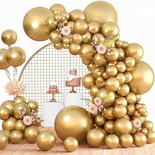 Luftballons Gold, 120 Stück Luftballon Girlande Gold Metallic, 18 12 10 5 Zoll Ballon Girlande Gold, Luftballons Geburtstag Hochzeit Babyparty Jahrestag Party Deko von LUOBITO
