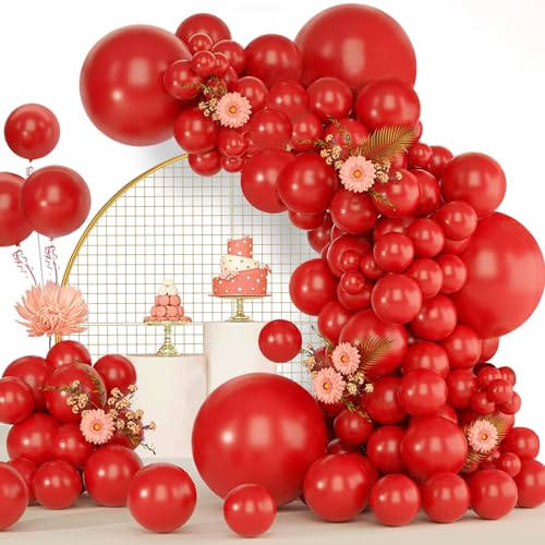 Luftballons Rot, 120 Stück Luftballon Girlande Rot, 18 12 10 5 Zoll Ballon Girlande Rot, Luftballons Geburtstag Babyparty Hochzeit Party Deko von LUOBITO