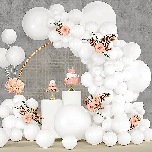 Luftballons Weiß, 120 Stück Girlande, 18 12 10 5 Zoll Ballons für Geburtstag, Babyparty, Hochzeit, Abschlussfeier, Party Deko von LUOBITO