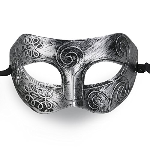 Cool Männer griechischen Roman Fighter Masquerade Maske Maske für Fancy Dress Ball Party/Maskenball/Halloween (Silber) von LUOEM