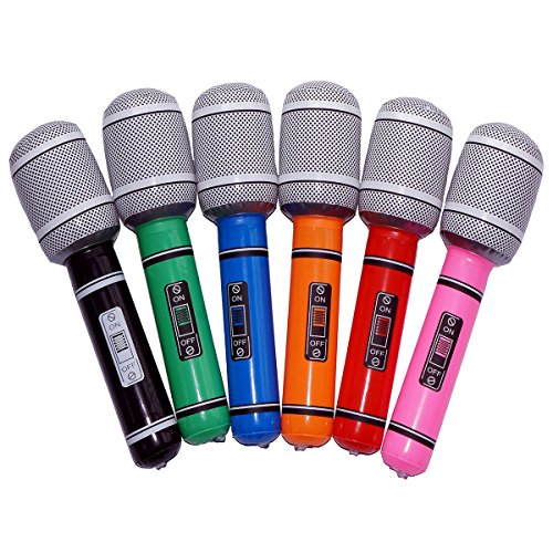 LUOEM 6pcs aufblasbare Mikrofone sprengen Mic aufblasbare Instrumente aus Kunststoff Mic Kinder Spielzeug zufällige Farbe von LUOEM