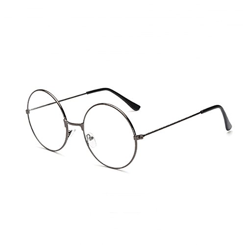 LUOEM Unisex Retro Runde Brillen Klare Linse Gläser Ultra Light für Santa Claus und Harry Potter Cosplay (Gun-Farbe) von LUOEM