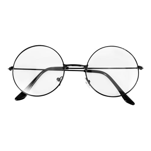 LUOEM Unisex Retro Runde Brillen Klare Linse Gläser Ultra Light für Santa Claus und Harry Potter Cosplay (schwarz) von LUOEM