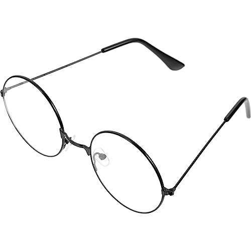 LUOEM Vintage Runde Brille Klare Linse Brille ohne Stärke Unisex (Schwarz) von LUOEM