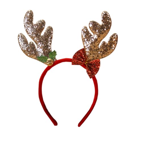 LUOEM Weihnachten Glitzer Rentier Geweih Stirnband Dekorative Elch Haarreifen Urlaub Cosplay Kostüm Weihnachtsfeier Begünstigt (Golden) von LUOEM
