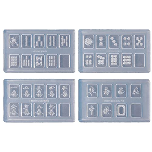 LUOFENG 4er-Pack Mahjong-Nagelformen, Mahjong-Epoxidharz-Gussform, Harz-Silikonformen für DIY-Bastelprojekte, Mahjong-Spielset von LUOFENG