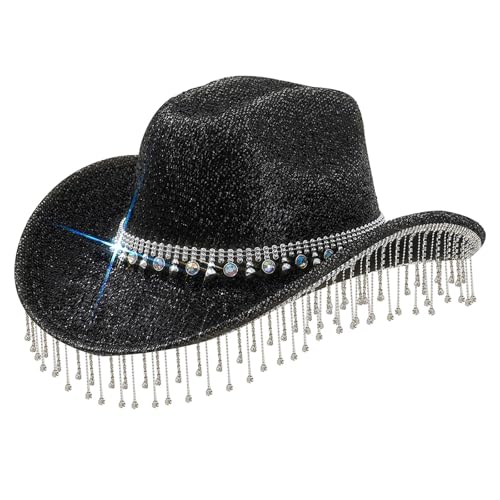 LUOFENG Auffälliger Kristall-Cowboyhut, Brauthut, Panamahut für Junggesellinnenabschied, Cowboyhüte für Clubs, Bühnenshows LUOFENG Auffälliger Kristall-Cowboyhut, Brauthut, Panamahut für Junggesellinnenabschied, Cowboyhüte für Clubs, Bühnenshows von LUOFENG