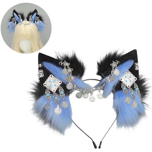 LUOFENG Pelzige Wolfsohren Stirnbänder Mode Halloween Party Zubehör für Cosplay Kostümpartys und Themenveranstaltungen von LUOFENG