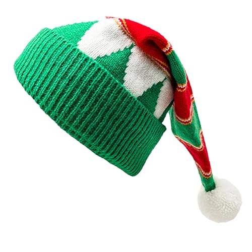 LUOFENG Warme Weihnachtsmannmütze, dick, gestrickt, Kopfbedeckung, gestrickt, gestreift, Beanies für Weihnachtsfeiern, Cosplay-Zubehör von LUOFENG