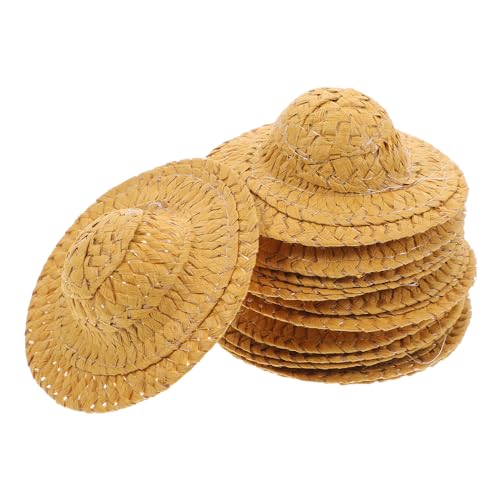 LUOZZY 12 Stück Miniatur-Strohhhüte, handgefertigte Puppenhüte, gewebte Hüte, Handarbeit, Zylinderhut, Foto-Requisiten, Puppenhaus-Zubehör von LUOZZY