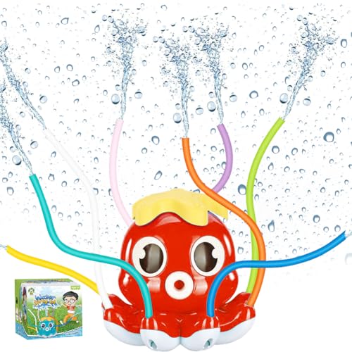 Outdoor Wasserspielzeug, Wassersprinkler für Kinder, Schwimmbad Spielzeug mit 8 Wackelrohren, Gartenspielzeug Garten Spielzeug Kinder Draußen Wasserspiel (Rot) von LUPATDY