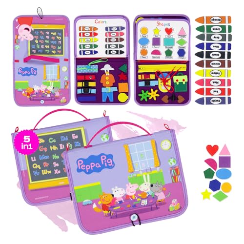 Peppa Pig Montessori Busy Board – Kleinkind-Vorschul-Lernspaß mit grundlegenden Kleidermotoriken, Alphabet-Zahlen, ideales pädagogisches Aktivitätsentwicklungs- und Reisespielzeug für Kinder, ab 3 von LUPPA