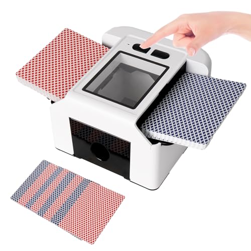 LURICO Kartenmischmaschine – 2000 mAh Elektrischer Automat Card Shuffler, 2-in-1 für 2 Kartensets | Ideal für UNO, Blackjack & Texas Hold'em LURICO Kartenmischmaschine – 2000 mAh Elektrischer Automat Card Shuffler, 2-in-1 für 2 Kartensets | Ideal für UNO, Blackjack & Texas Hold'em von LURICO