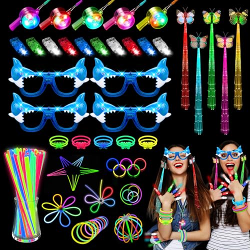 LURICO Neon Knicklichter Party Set, 84 Stück Knicklichter Kinder Set, Brille Neon Party Gadgets Neon, LED Brille Party, für Geburtstags Festival Hochzeiten, Karnevals und Musikfestivals LURICO Neon Knicklichter Party Set, 84 Stück Knicklichter Kinder Set, Brille Neon Party Gadgets Neon, LED Brille Party, für Geburtstags Festival Hochzeiten, Karnevals und Musikfestivals von LURICO